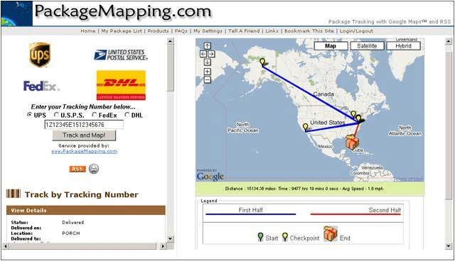 Serviciul packagemapping.com vă permite să afișați pe hartă locația și calea pachetului.